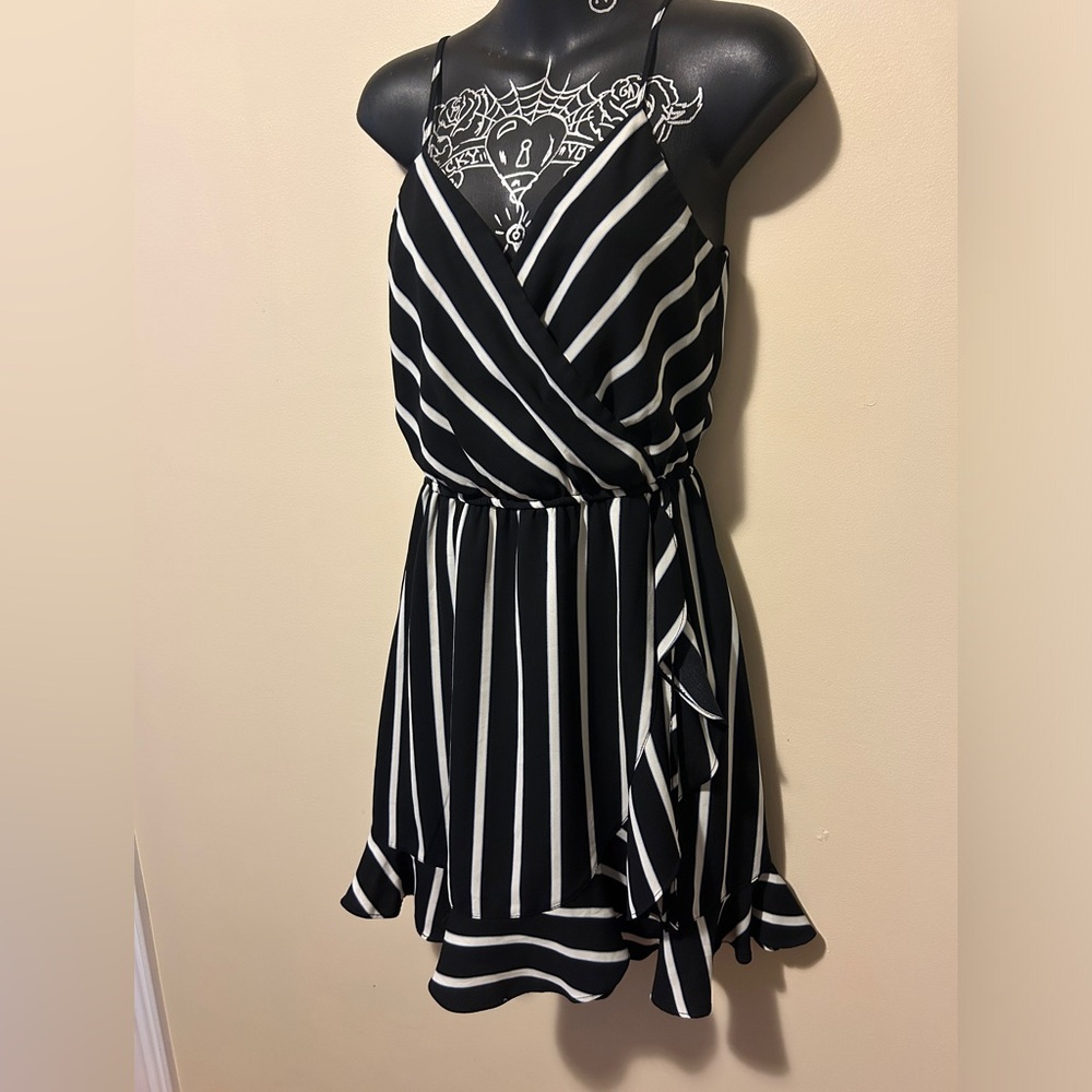 Blue Rain faux wrap romper- looks like a dress